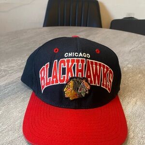 Mitchell & Ness Chicago BlackHawks Black and Red SnapBack hat